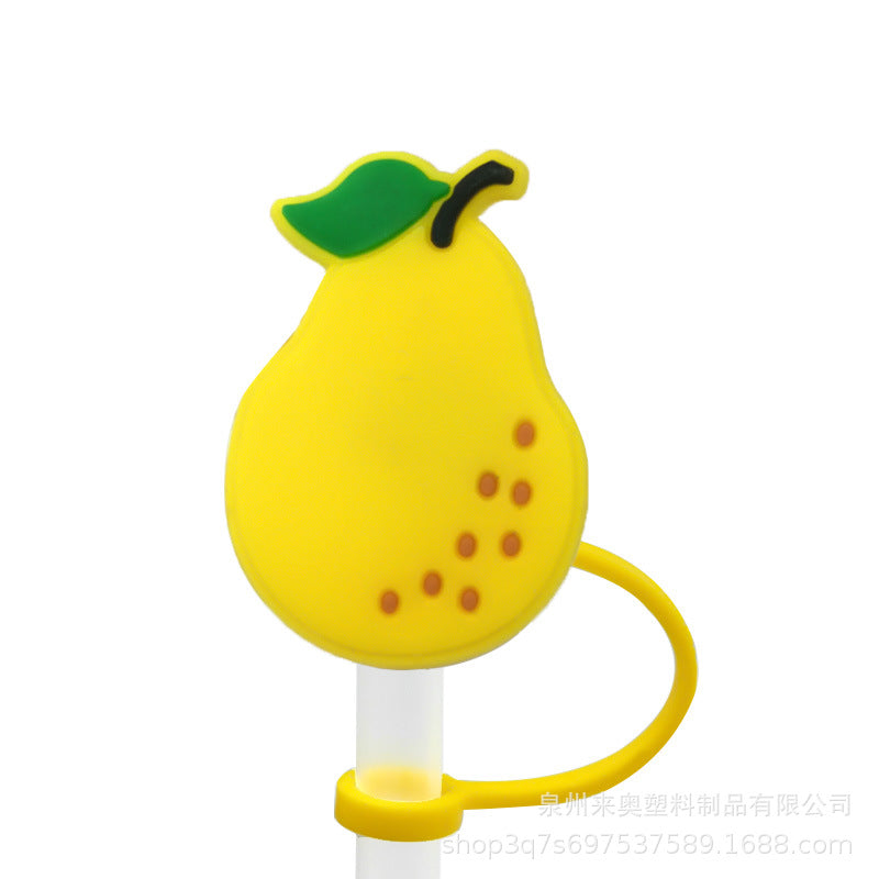 Al por mayor 10pcs PVC lindas cubiertas de paja de frutas (pajitas no incluidas)